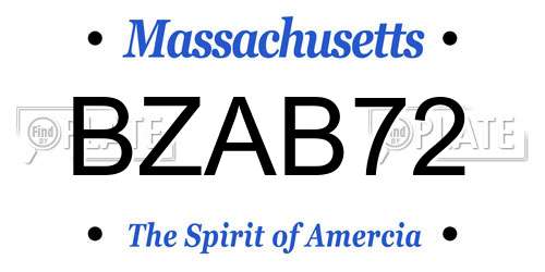 BZAB72 Massachusetts License Plate