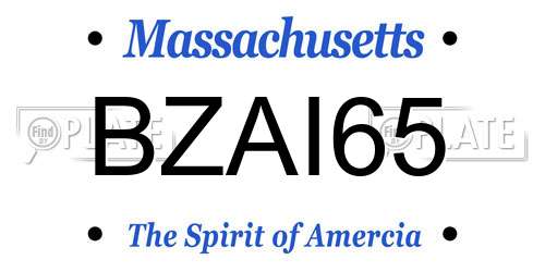 BZAI65 Massachusetts License Plate