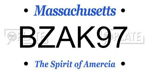 BZAK97 Massachusetts License Plate