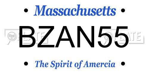 BZAN55 Massachusetts License Plate