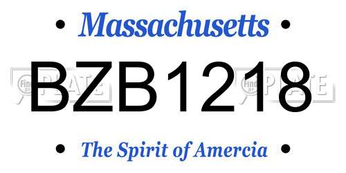 BZB1218 Massachusetts License Plate