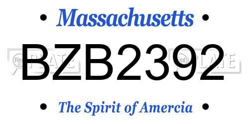 BZB2392 Massachusetts License Plate