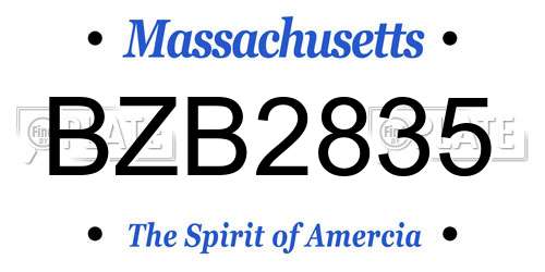 BZB2835 Massachusetts License Plate