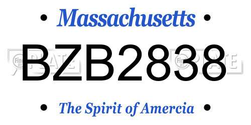 BZB2838 Massachusetts License Plate