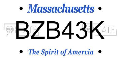 BZB43K Massachusetts License Plate