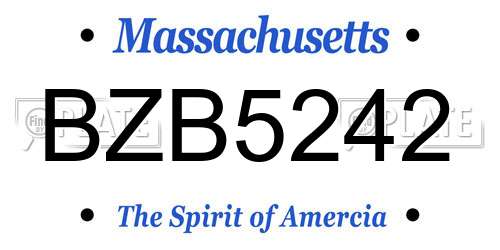 BZB5242 Massachusetts License Plate