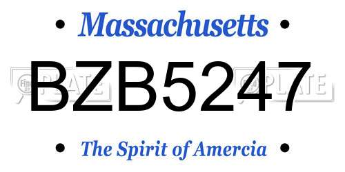 BZB5247 Massachusetts License Plate