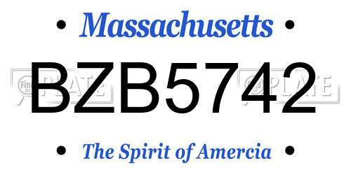 BZB5742 Massachusetts License Plate
