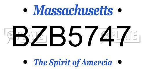 BZB5747 Massachusetts License Plate