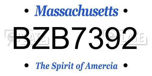 BZB7392 Massachusetts License Plate