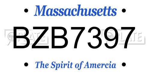 BZB7397 Massachusetts License Plate