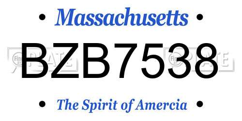 BZB7538 Massachusetts License Plate