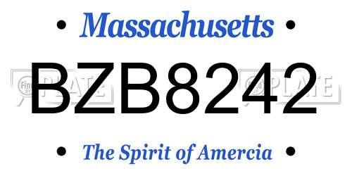 BZB8242 Massachusetts License Plate