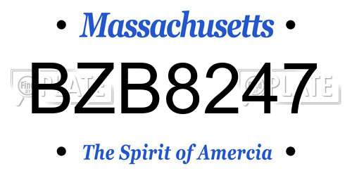 BZB8247 Massachusetts License Plate