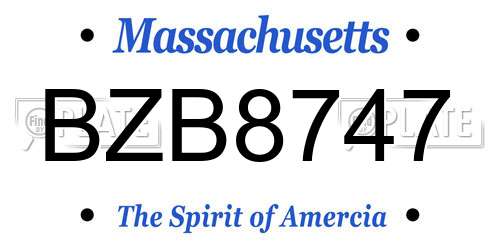 BZB8747 Massachusetts License Plate