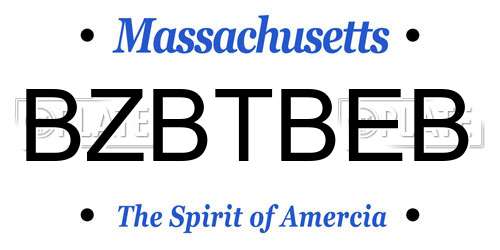 BZBTBEB Massachusetts License Plate