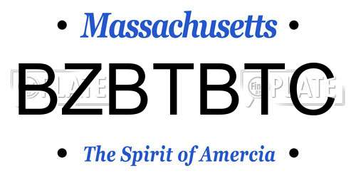 BZBTBTC Massachusetts License Plate