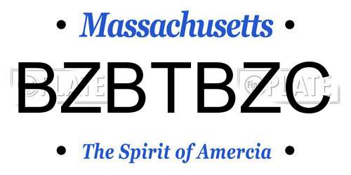 BZBTBZC Massachusetts License Plate