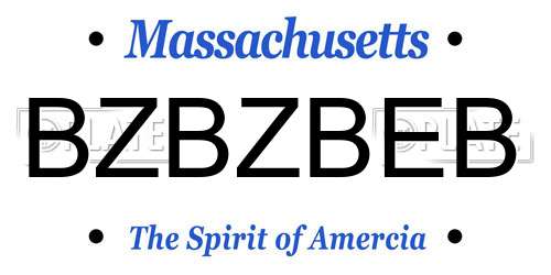BZBZBEB Massachusetts License Plate
