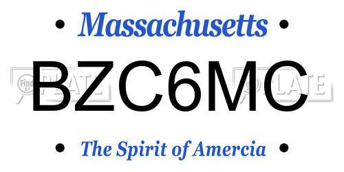 BZC6MC Massachusetts License Plate