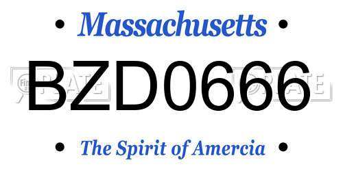 BZD0666 Massachusetts License Plate
