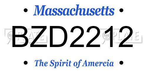 BZD2212 Massachusetts License Plate