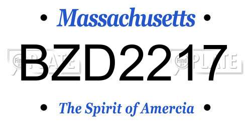 BZD2217 Massachusetts License Plate