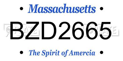 BZD2665 Massachusetts License Plate