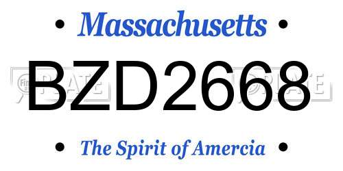 BZD2668 Massachusetts License Plate