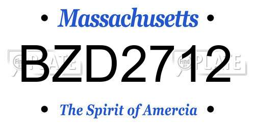 BZD2712 Massachusetts License Plate
