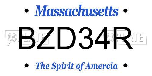 BZD34R Massachusetts License Plate