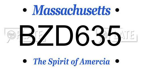 BZD635 Massachusetts License Plate