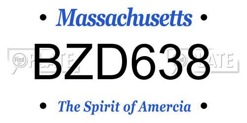 BZD638 Massachusetts License Plate
