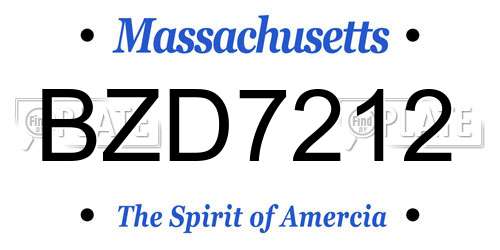 BZD7212 Massachusetts License Plate