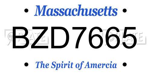 BZD7665 Massachusetts License Plate