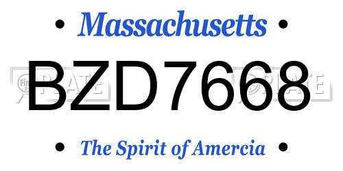 BZD7668 Massachusetts License Plate