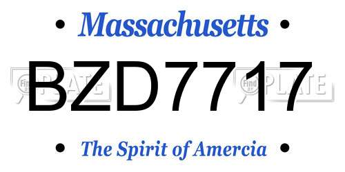 BZD7717 Massachusetts License Plate