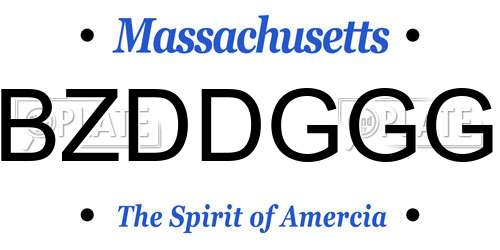 BZDDGGG Massachusetts License Plate