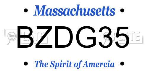 BZDG35 Massachusetts License Plate