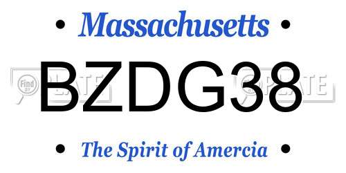 BZDG38 Massachusetts License Plate