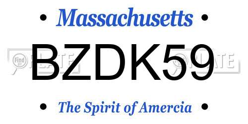 BZDK59 Massachusetts License Plate