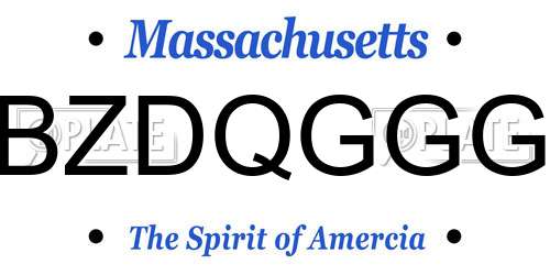BZDQGGG Massachusetts License Plate
