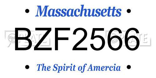 BZF2566 Massachusetts License Plate