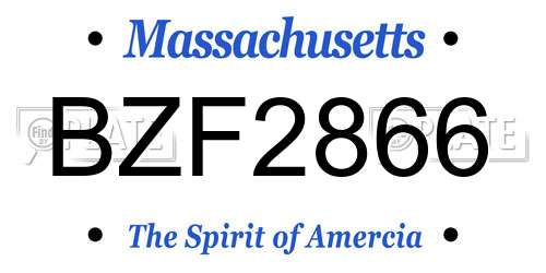 BZF2866 Massachusetts License Plate
