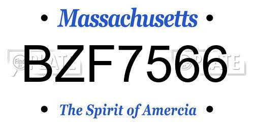 BZF7566 Massachusetts License Plate