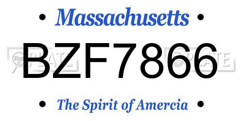BZF7866 Massachusetts License Plate