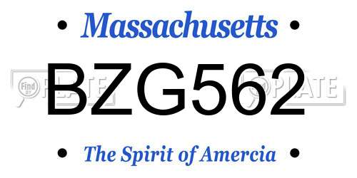 BZG562 Massachusetts License Plate