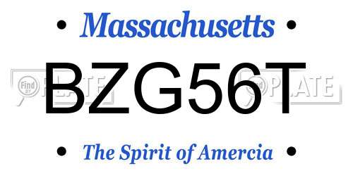 BZG56T Massachusetts License Plate