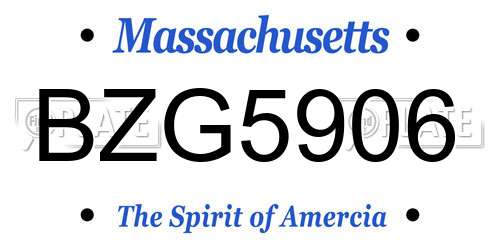 BZG5906 Massachusetts License Plate