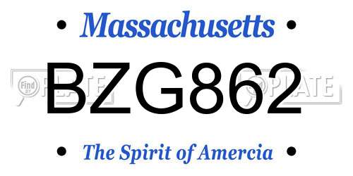 BZG862 Massachusetts License Plate